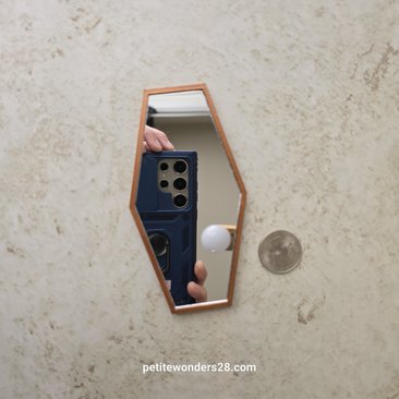1:12 Dollhouse MCM style hexagonal mirror with copper finish frame REF Large copper finish