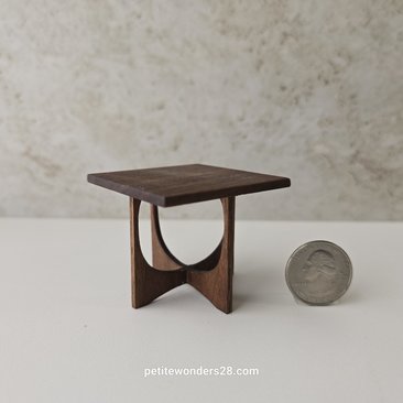 1:12 scale dollhouse mid-century style end table in solid walnut MCM side table with square top REF Walnut